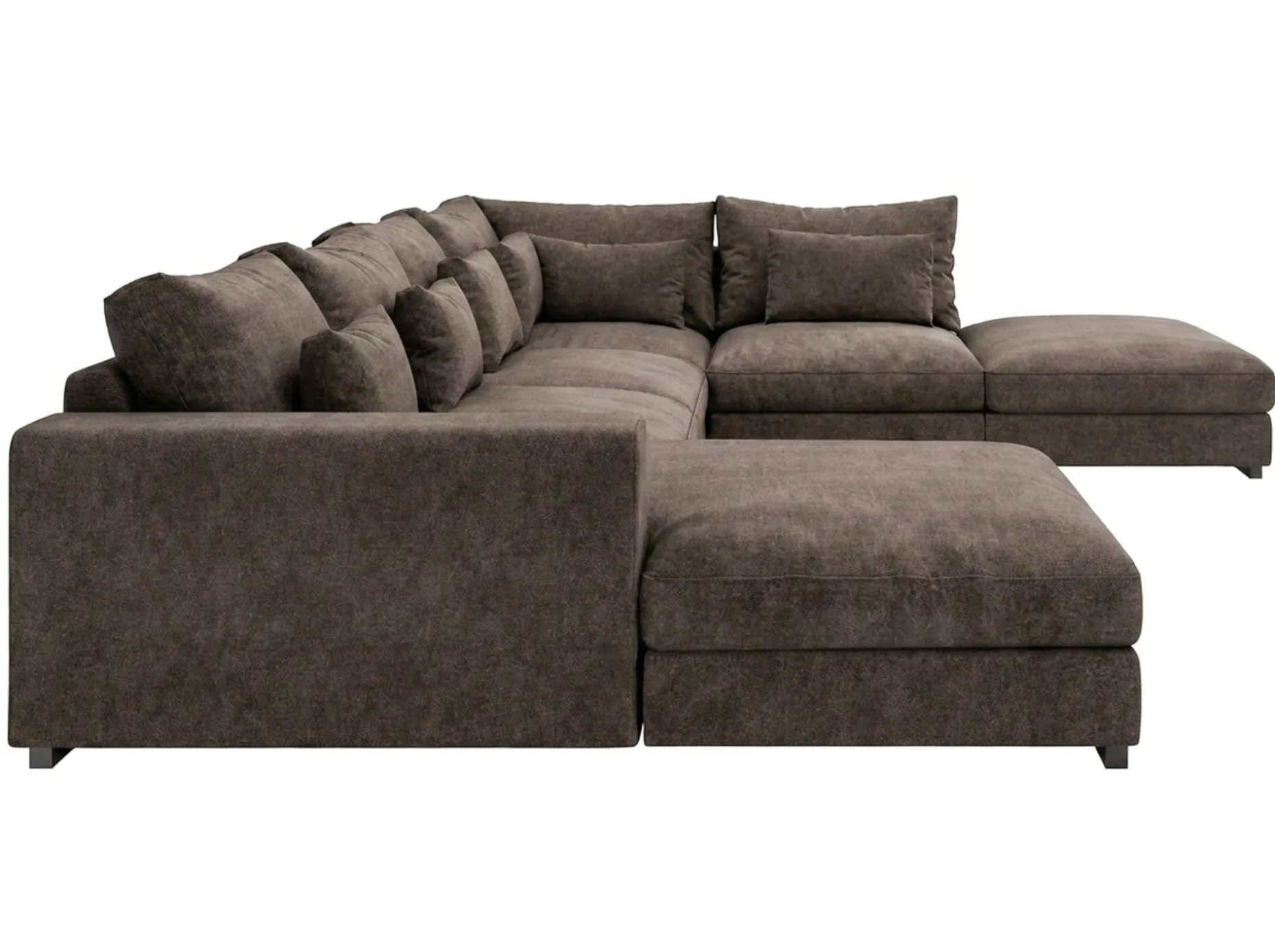 Dubai stor U-sofa modul med divan venstre ekstra dyp i Chenille