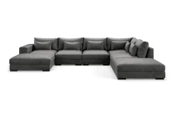 Dubai stor U-sofa modul med divan venstre fløyel ekstra dyp