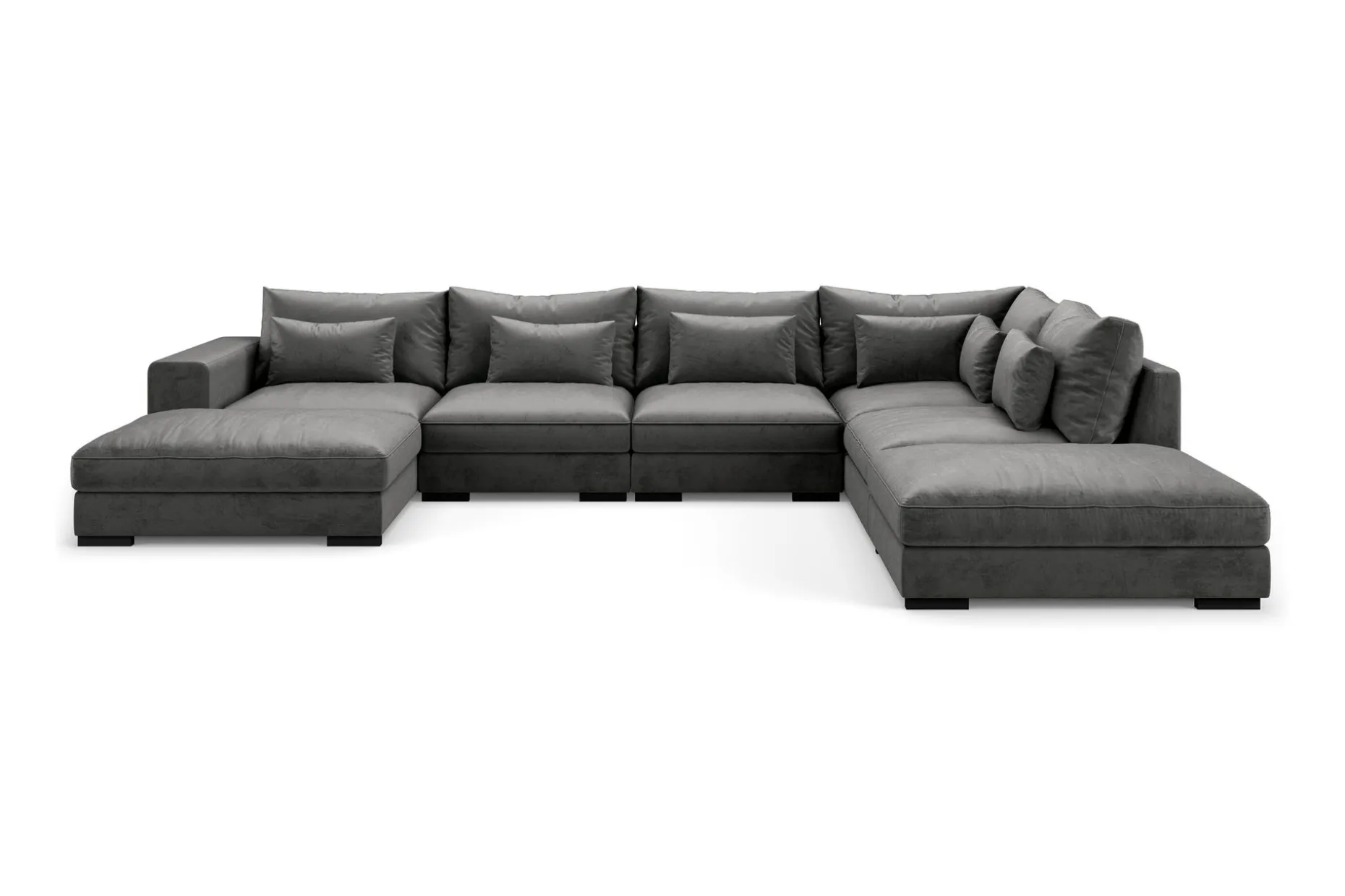 Dubai stor U-sofa modul med divan venstre fløyel ekstra dyp
