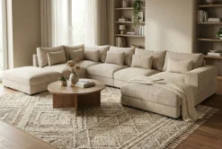 Dubai U-modulsofa med divan høyre ekstra dyp i Chenille