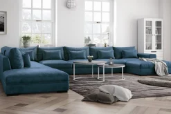 Dubai U-modulsofa med divan høyre fløyel ekstra dyp