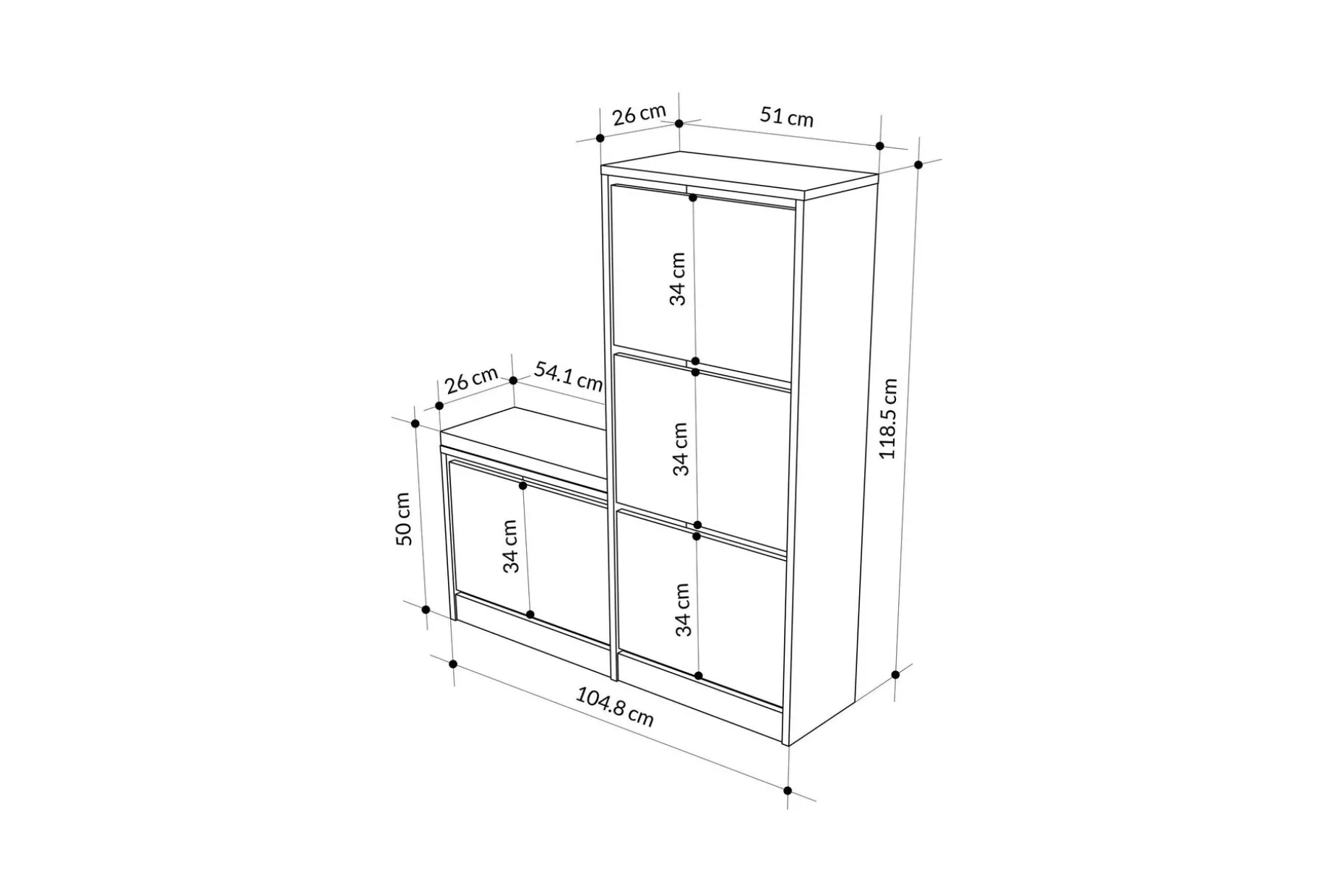Dude Skoskap 105 cm
