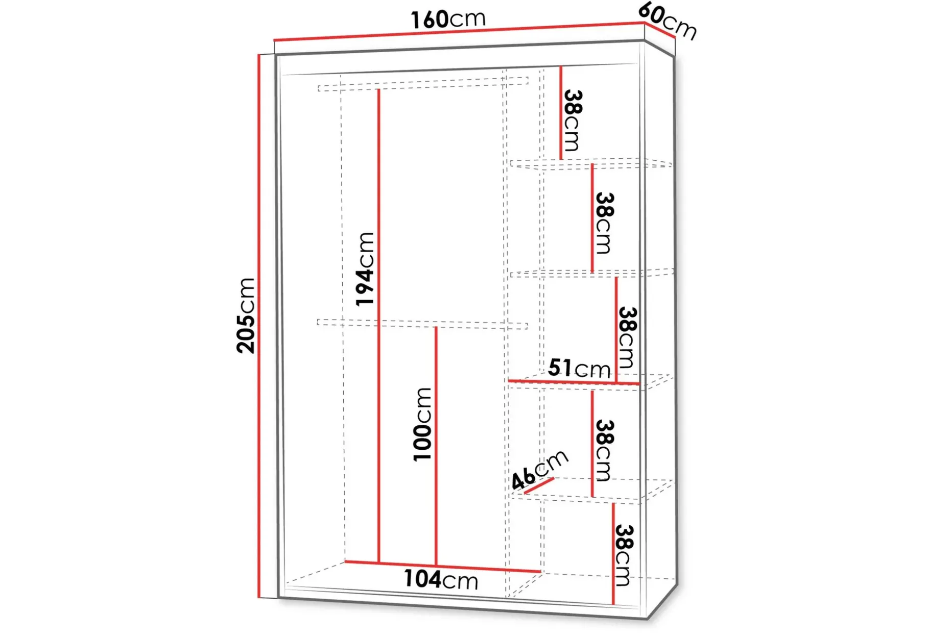 Duetter Garderobe Med Speil 160x205 cm