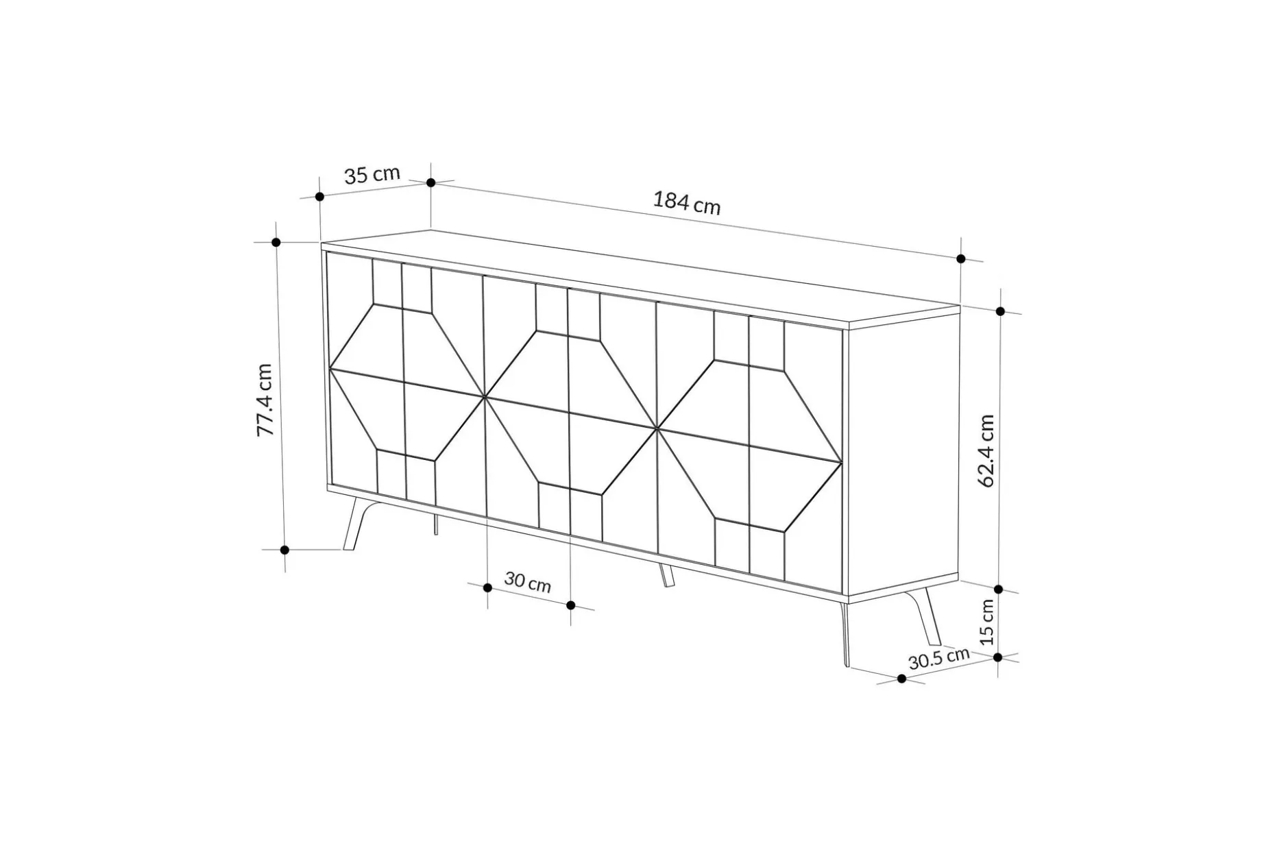 Dune Konsollbord 183,8x77,4 cm Antrasitt