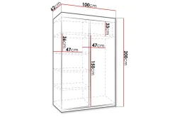 Dunkra Garderobe med Speil LED-belysning Blå 100 cm
