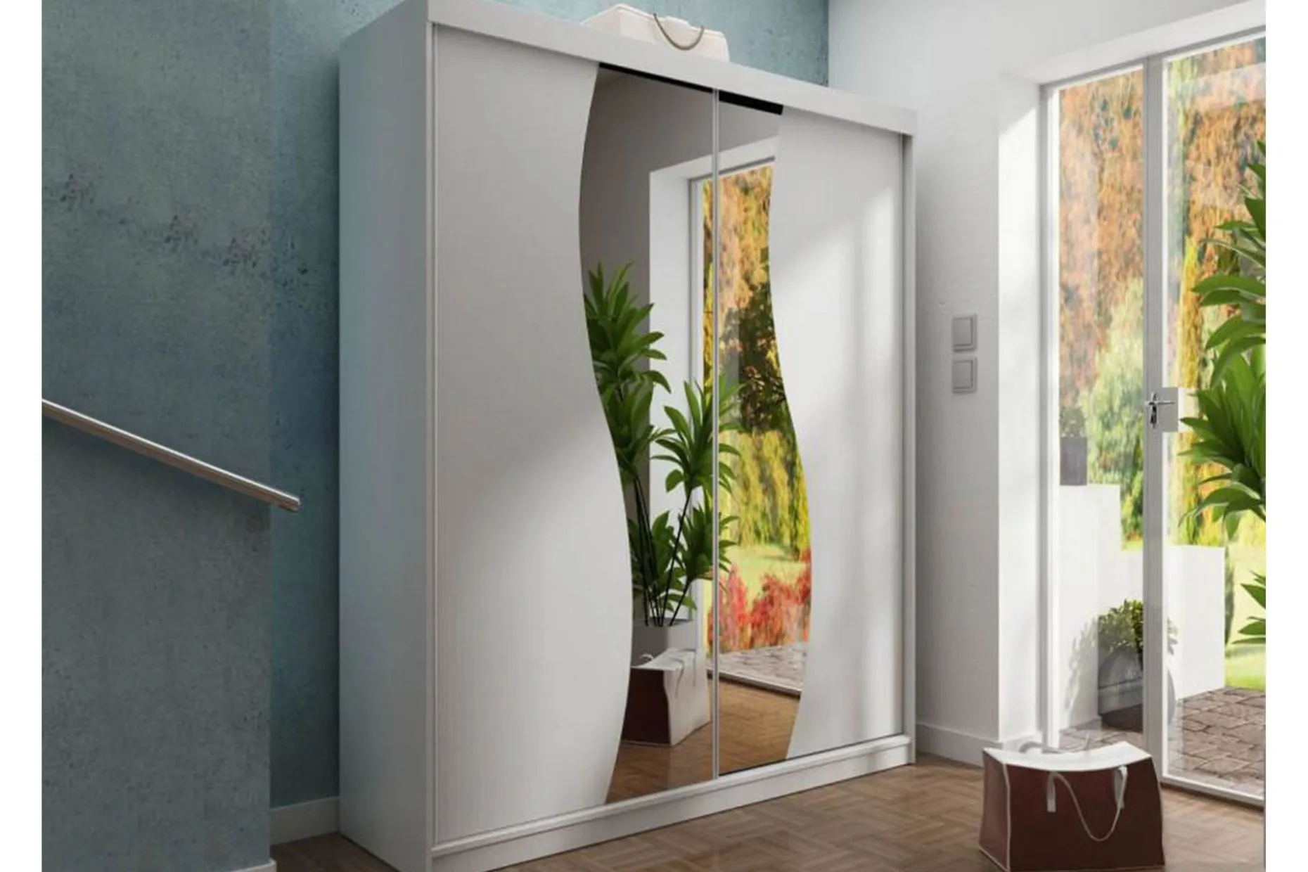 Dunkra Garderobe med Speil LED-belysning RGB 150 cm Bue