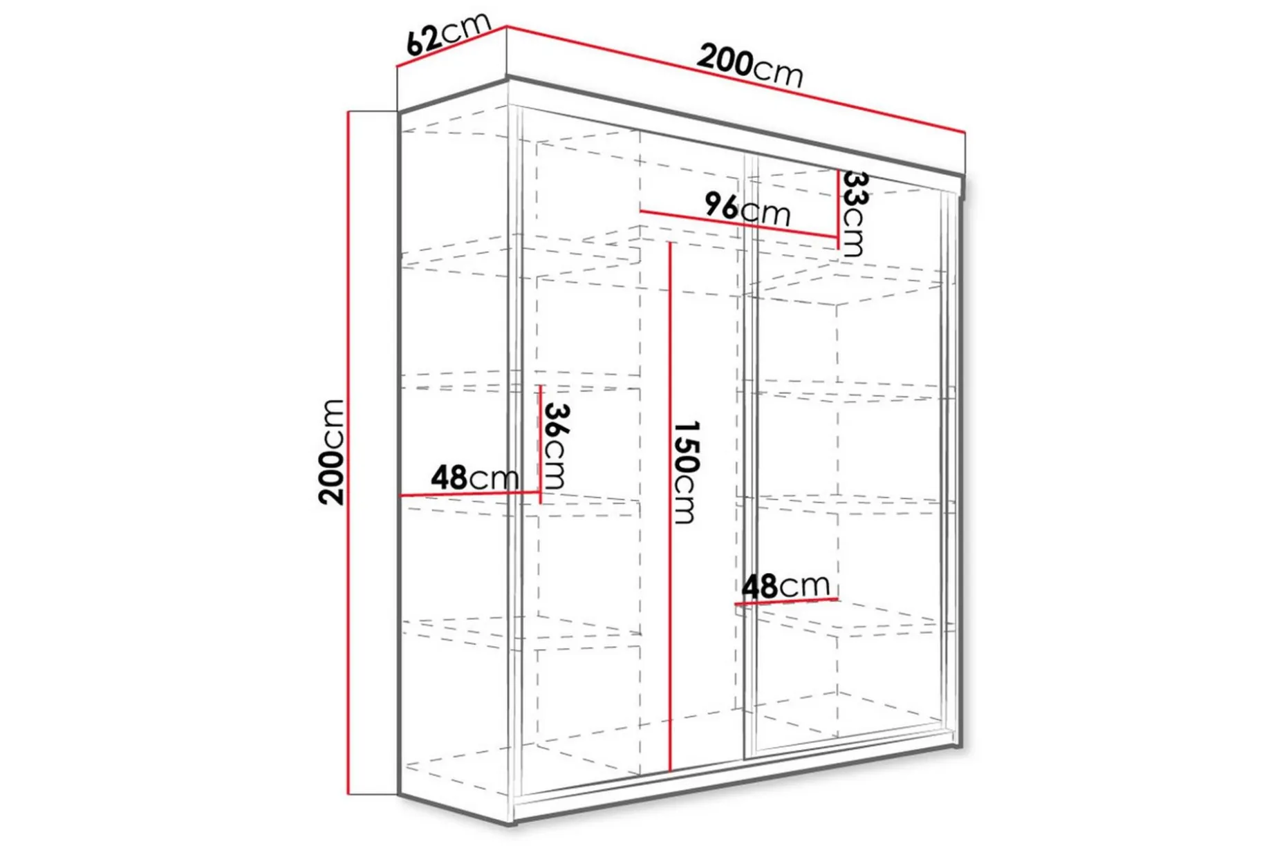 Dunkra Garderobe med Speil LED-belysning Blå 200 cm Bue