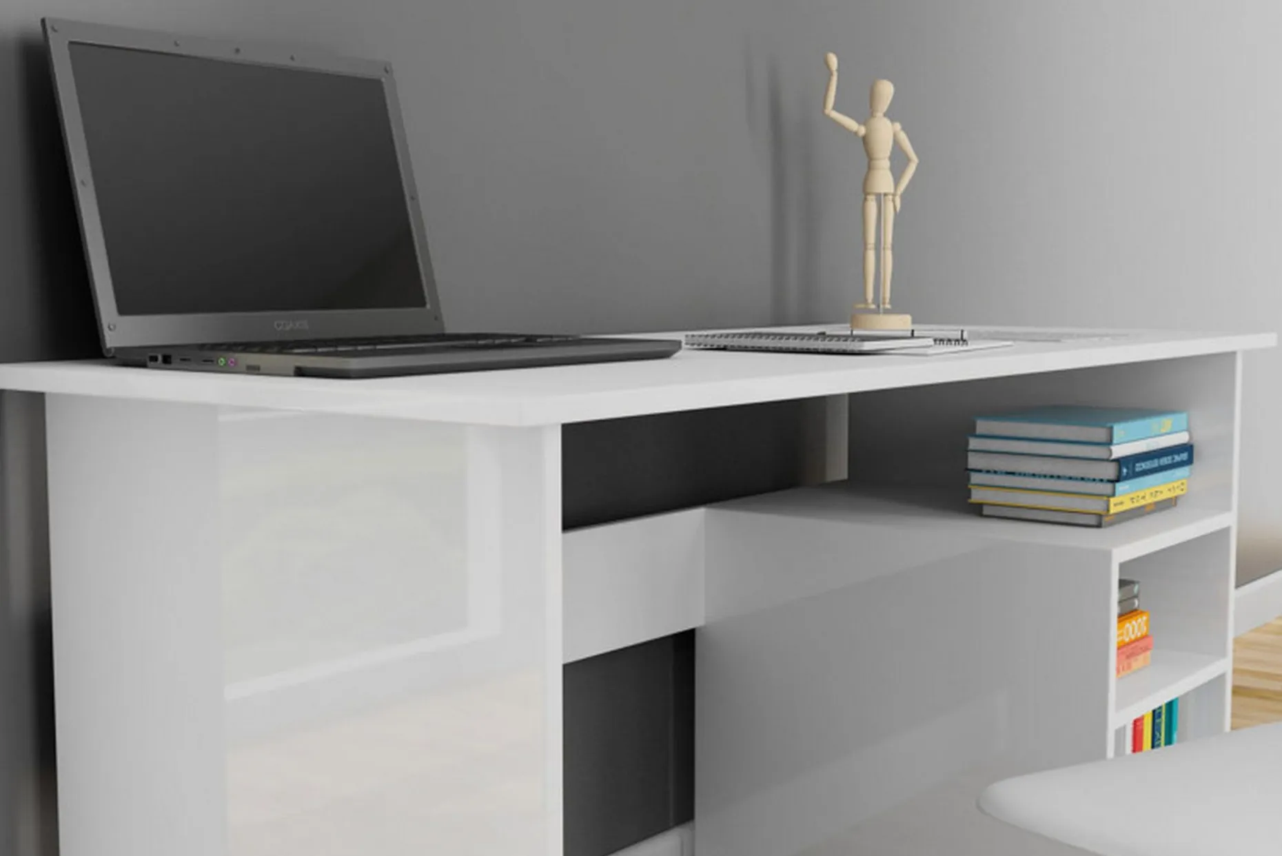 Elegancia Skrivebord 120 cm med Oppbevaring 2 Hyller