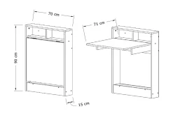 Elegancia Veggskrivebord 70cm med Oppbevaringshylle Sammenle