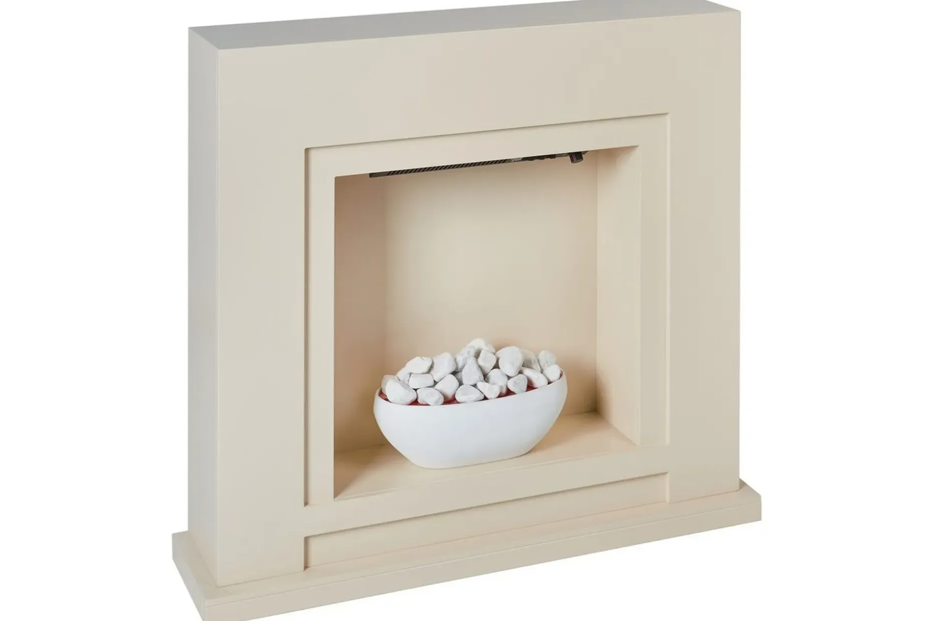 Elektrisk eldstad Beliani Sahara Beige||White