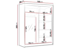 Emet Garderobe med Speil 150x200 cm