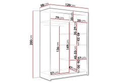 Estella Garderobe med Speil 120x200 cm