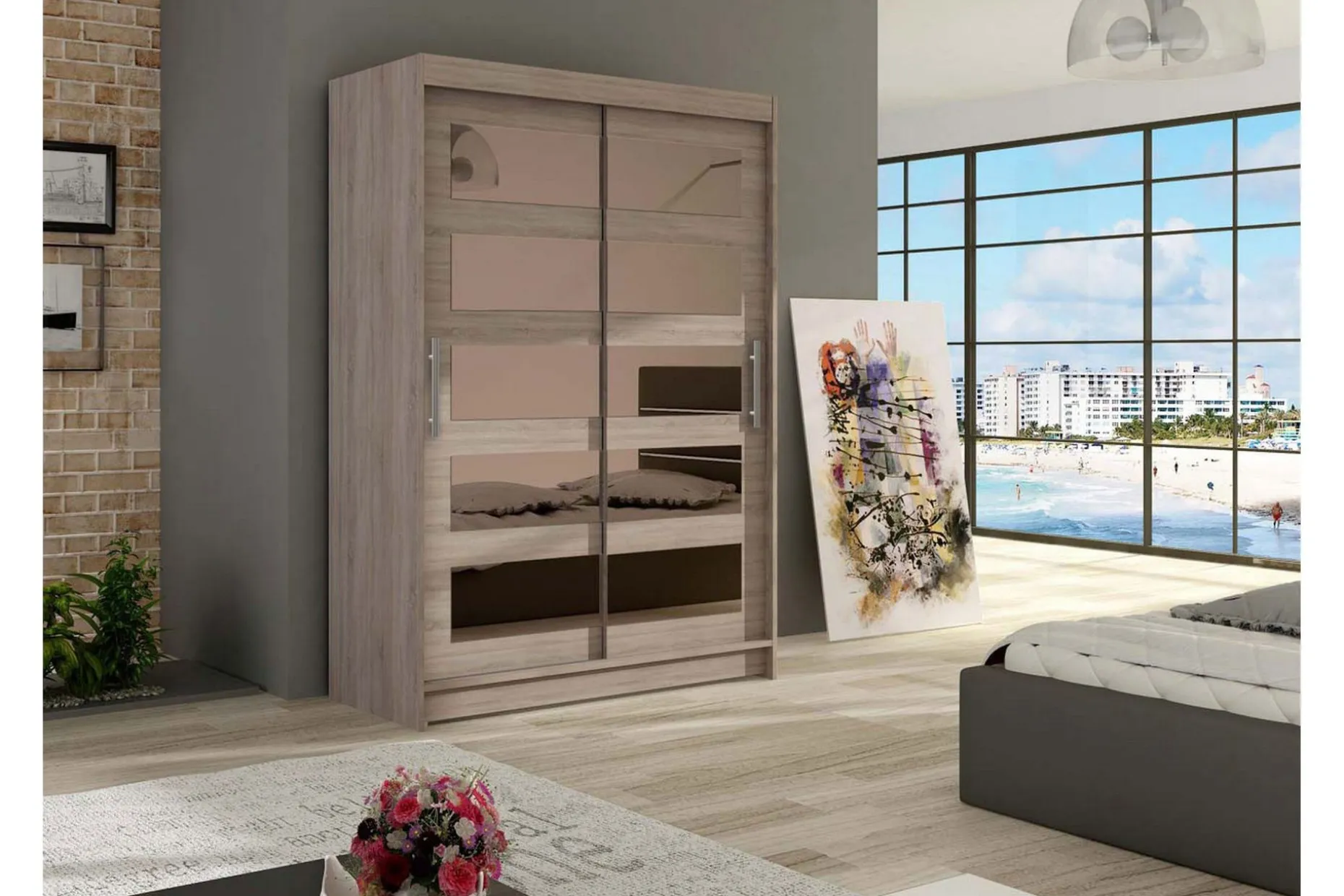 Estella Garderobe Skyvedører 5-Delt Speil