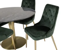 Estelle Spisegruppe 106 cm Rund med 4 Velvet Stoler