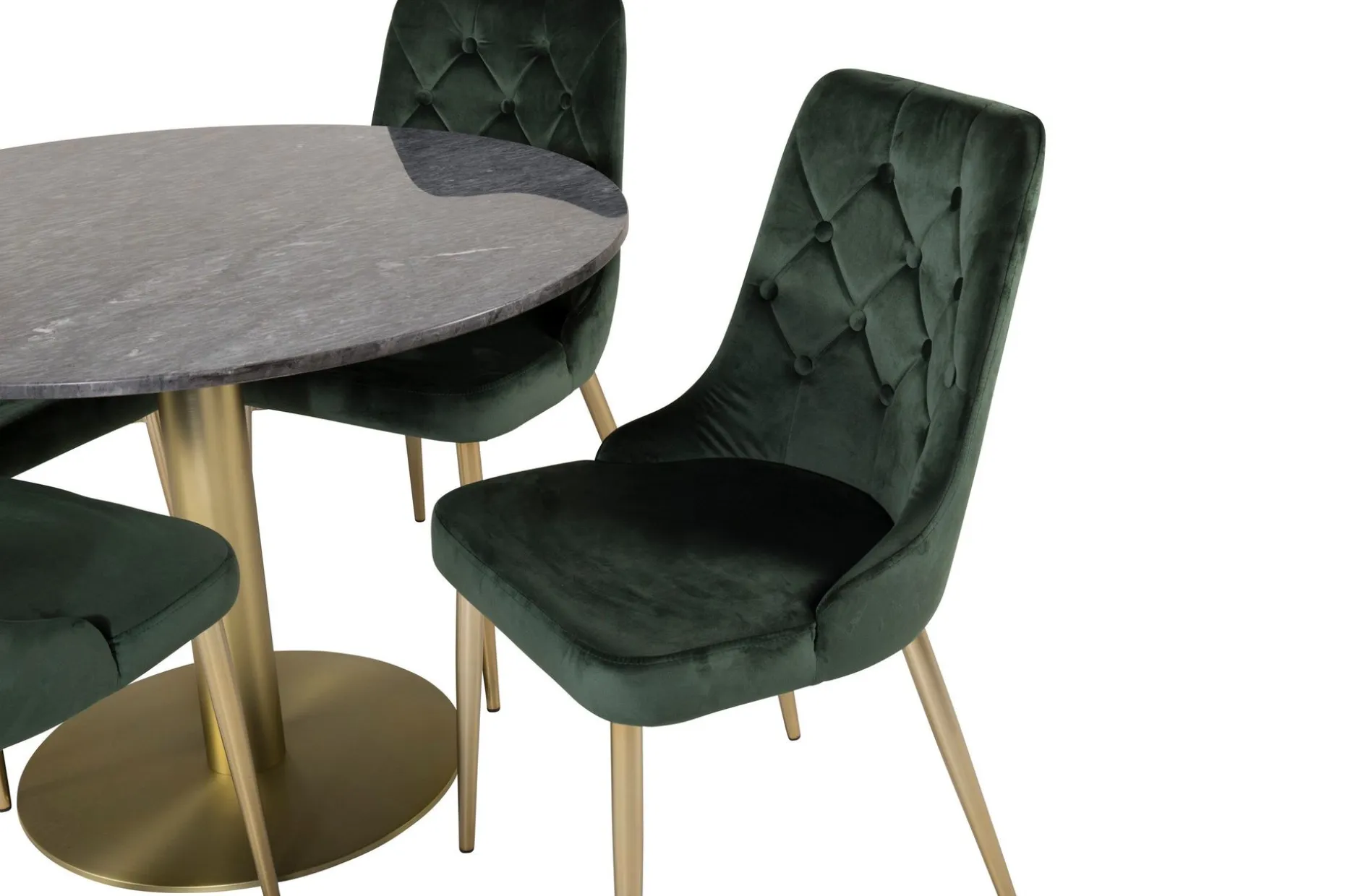 Estelle Spisegruppe 106 cm Rund med 4 Velvet Stoler
