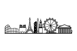 European Cities Skyline Veggdekor