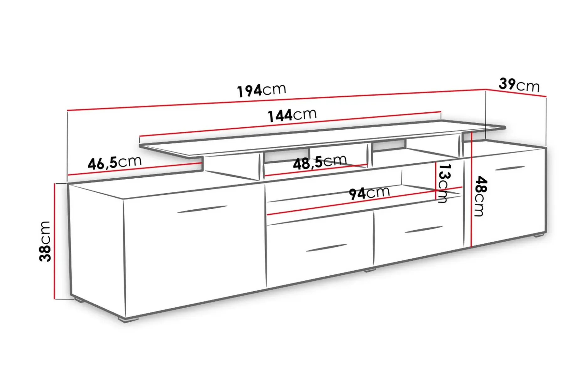 Evora TV-benk 194x39x39 cm