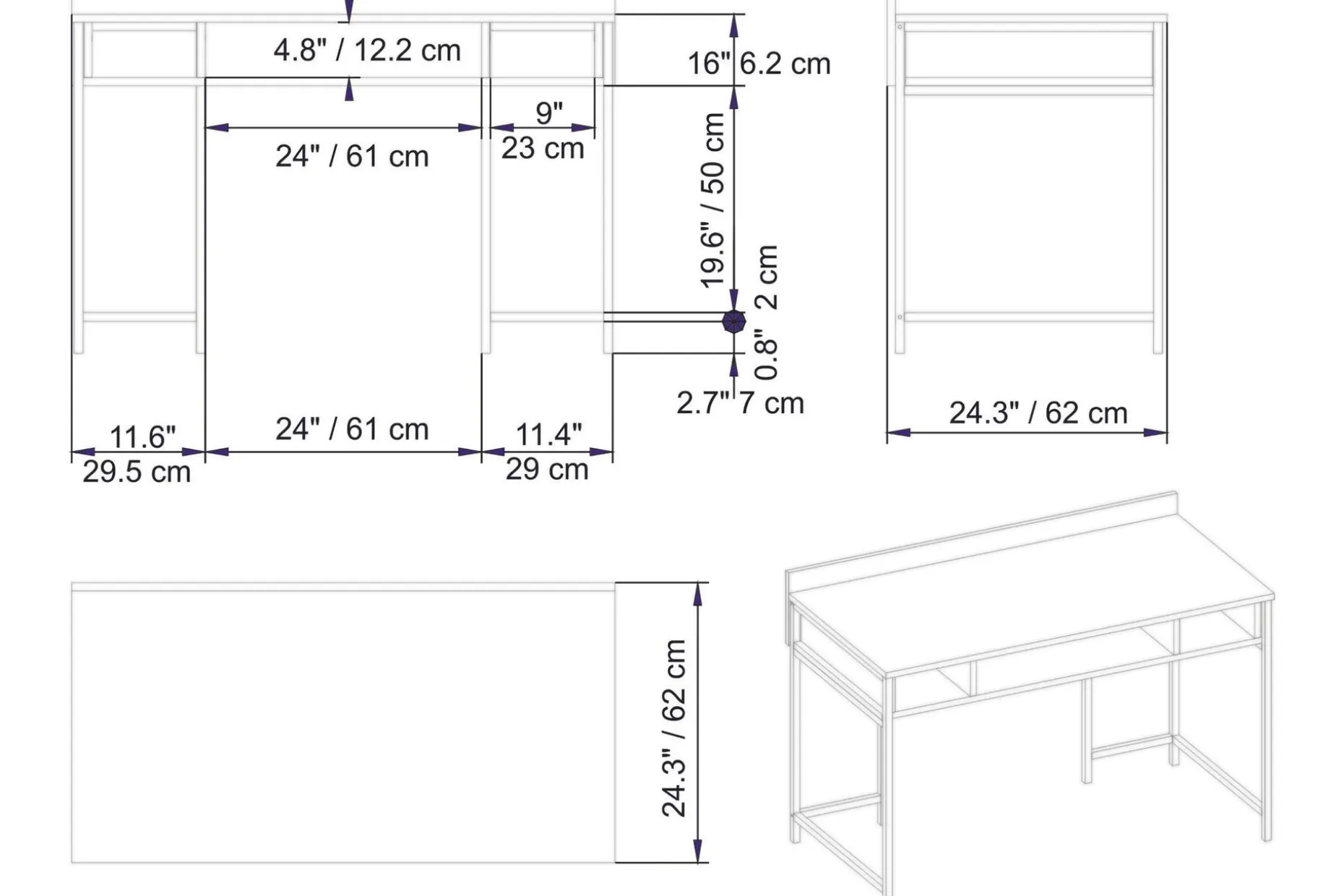 Fagersanna Skrivebord 120 cm med Oppbevaringshyller