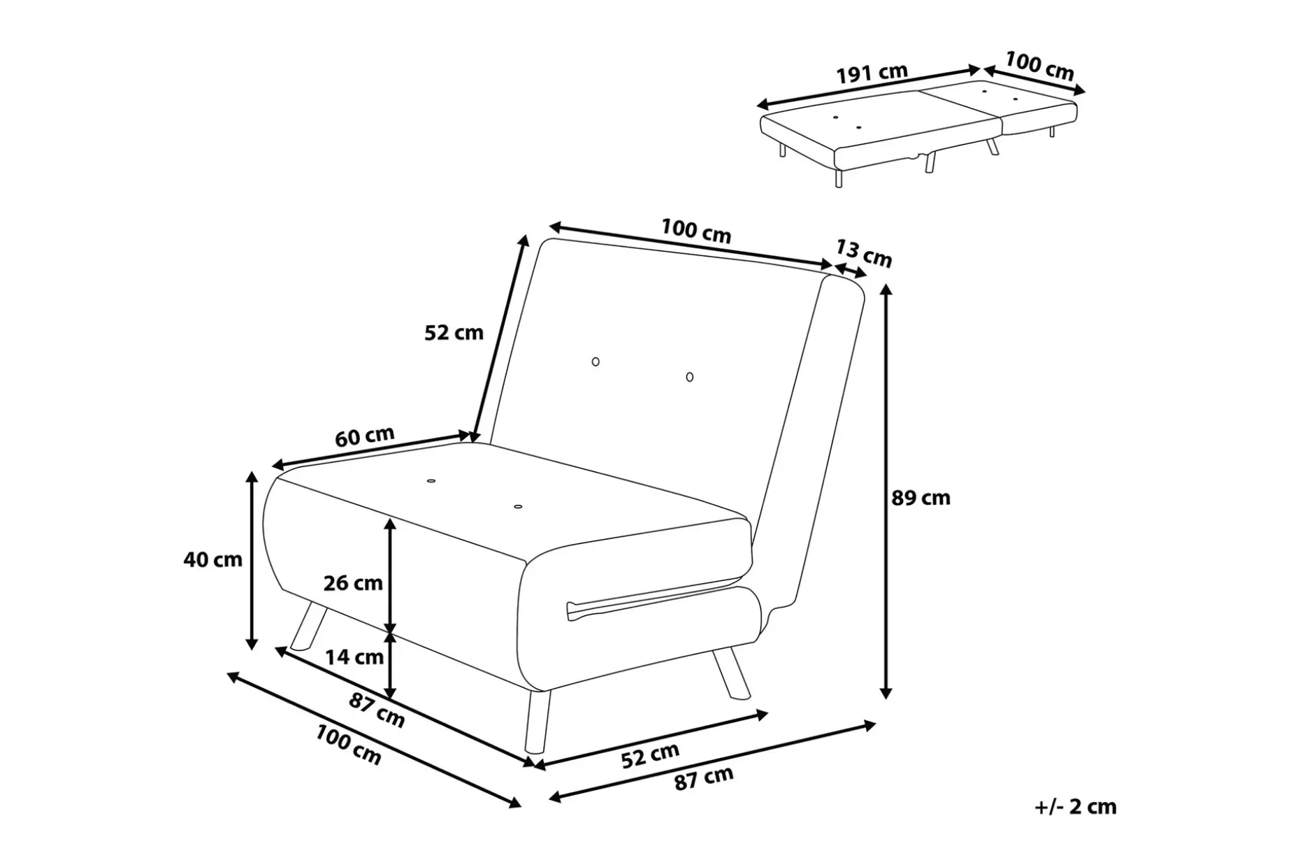 Farris Sovesofa 100 cm