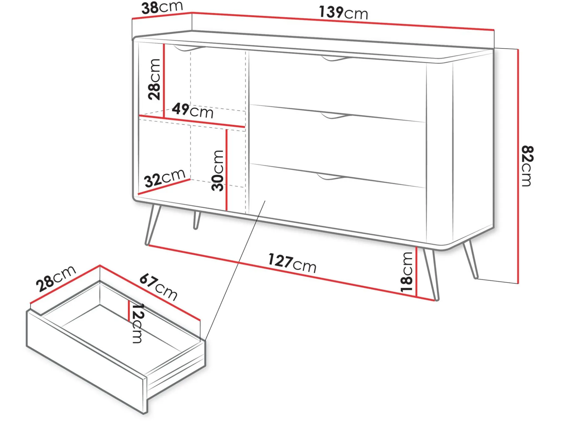 Forba skjenk 139 cm