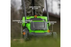 Fornorth Batteridrevet Gressklipper Gh1000E, 20V med Batteri og Lader