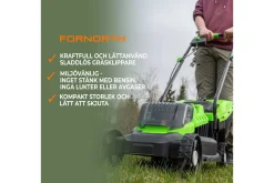 Fornorth Batteridrevet Gressklipper Gh1000E, 20V med Batteri og Lader