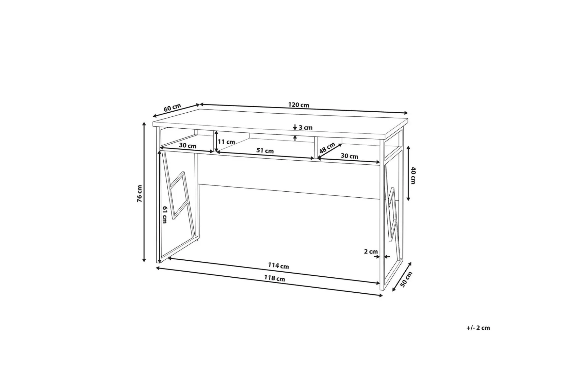Forresa Skrivebord 120 cm med Oppbevaringshylle