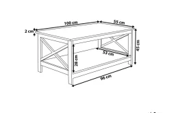 Fostia Sofabord 100 cm med Oppbevaringshylle