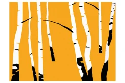 Fototapet Birches On The Orange Background 250x193