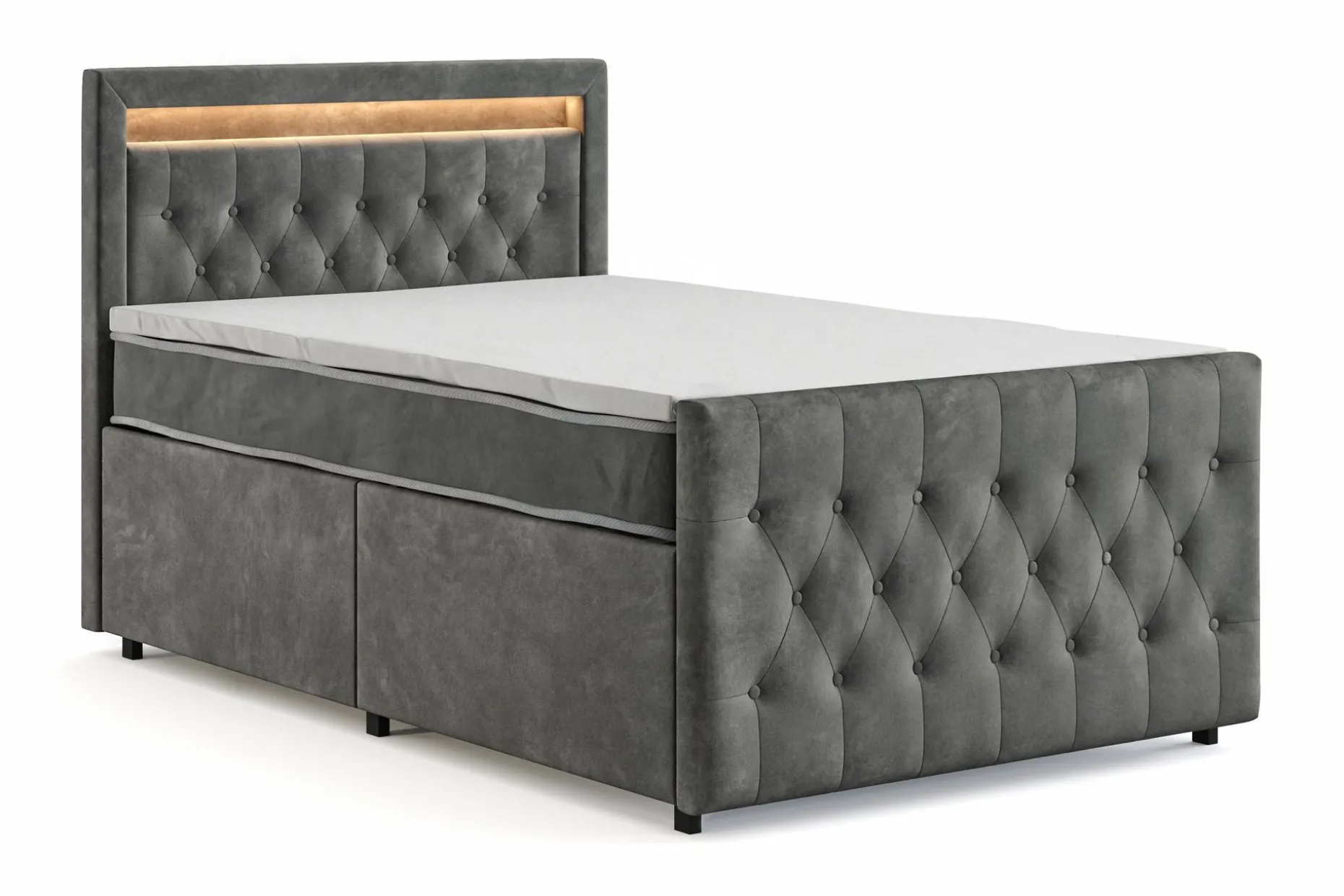 Franco Light komplett sengesett med oppbevaring LED-belysning 120x200 cm