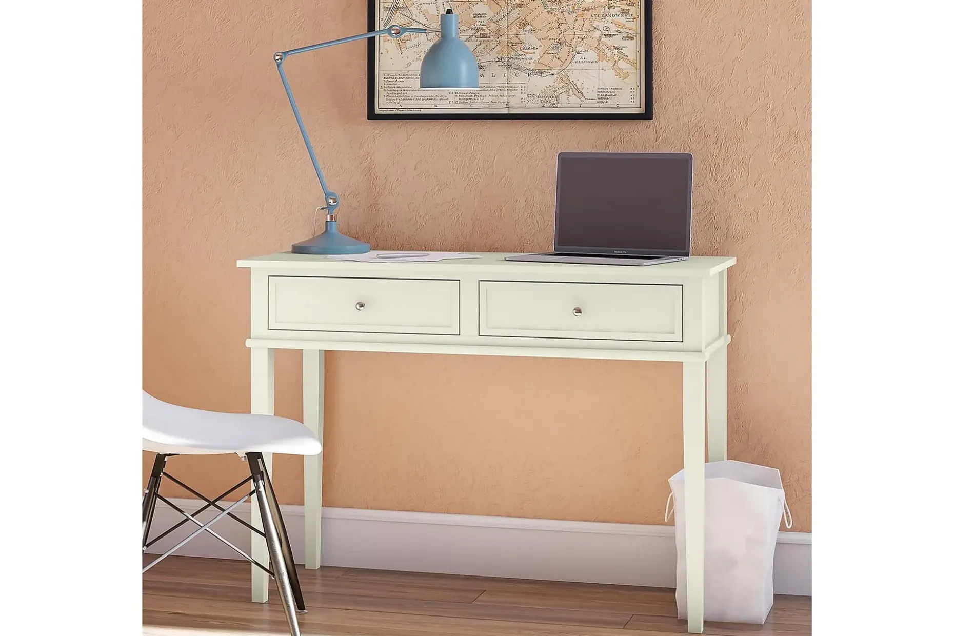 Franklin Skrivebord 90 cm med Oppbevaringsskuff Hvit