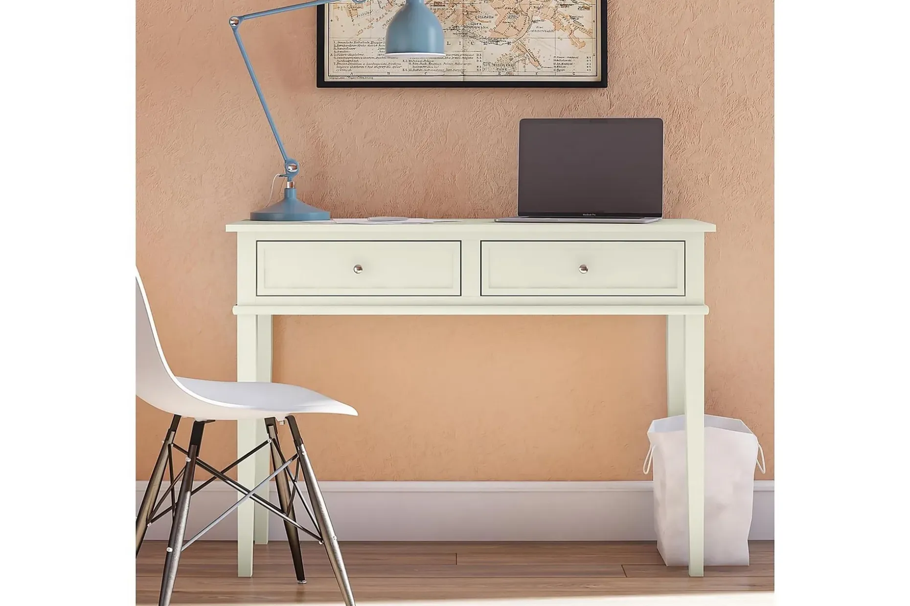 Franklin Skrivebord 90 cm med Oppbevaringsskuff Hvit
