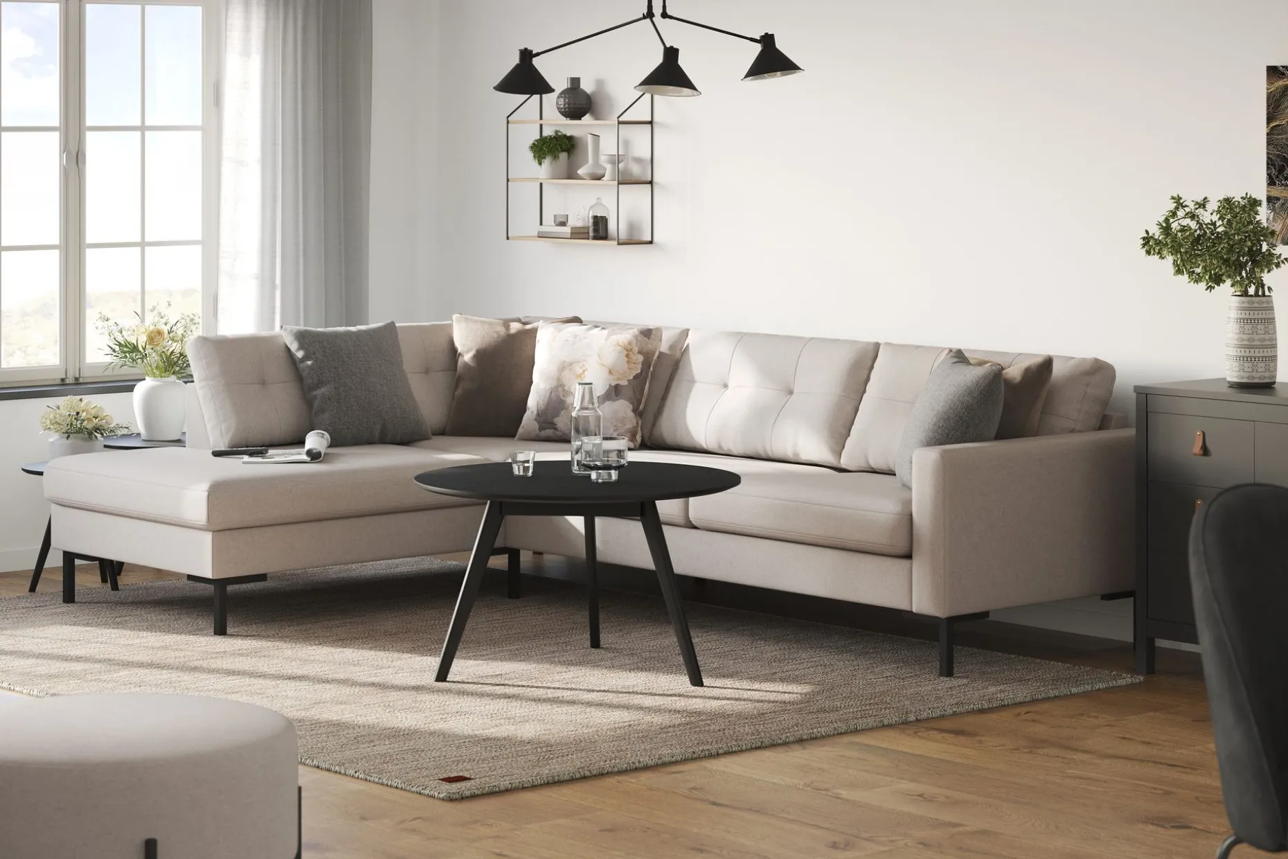 Frillestad 4-seter sofa med sjeselong venstre