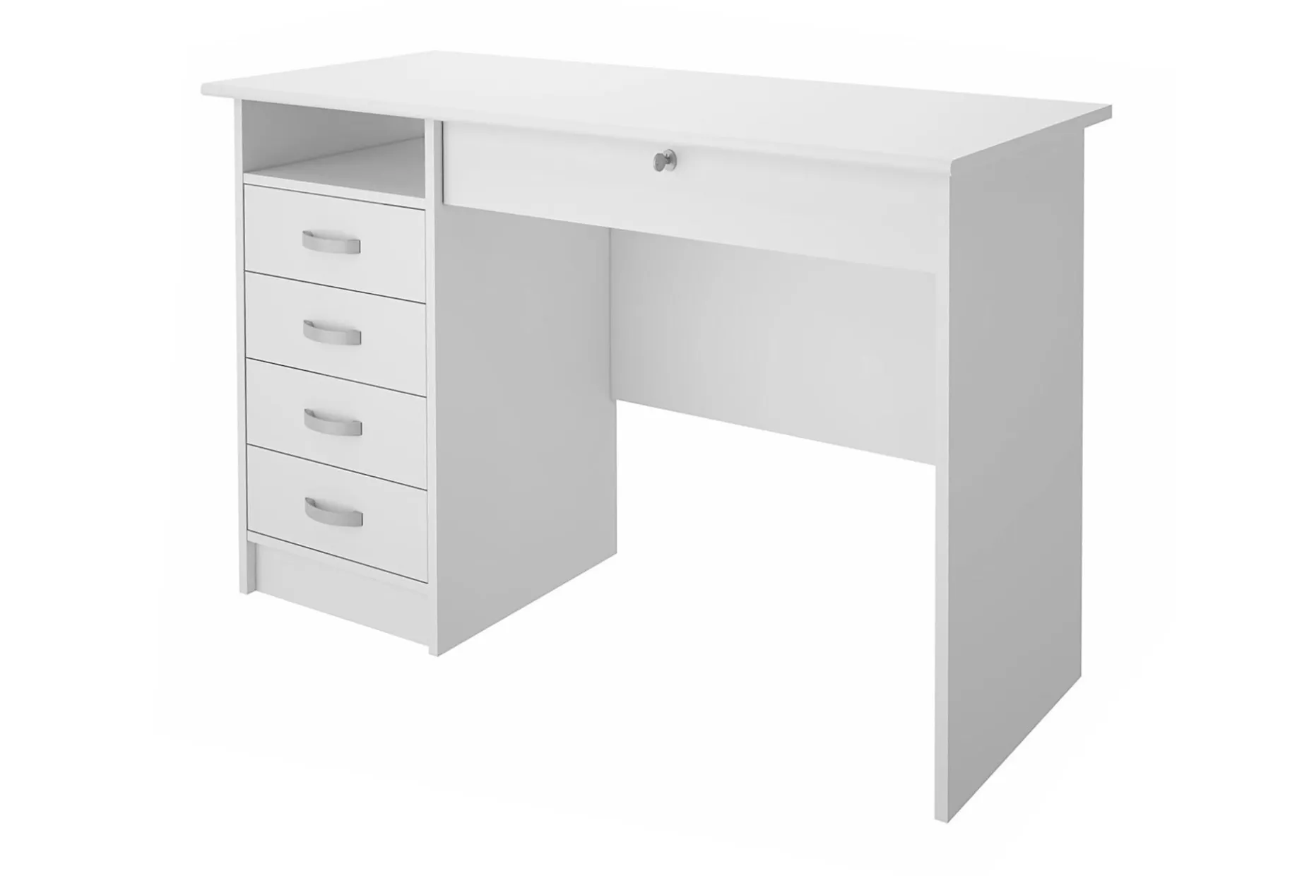 Function Skrivebord 109 cm med Oppbevaring Skuffer + Hyller