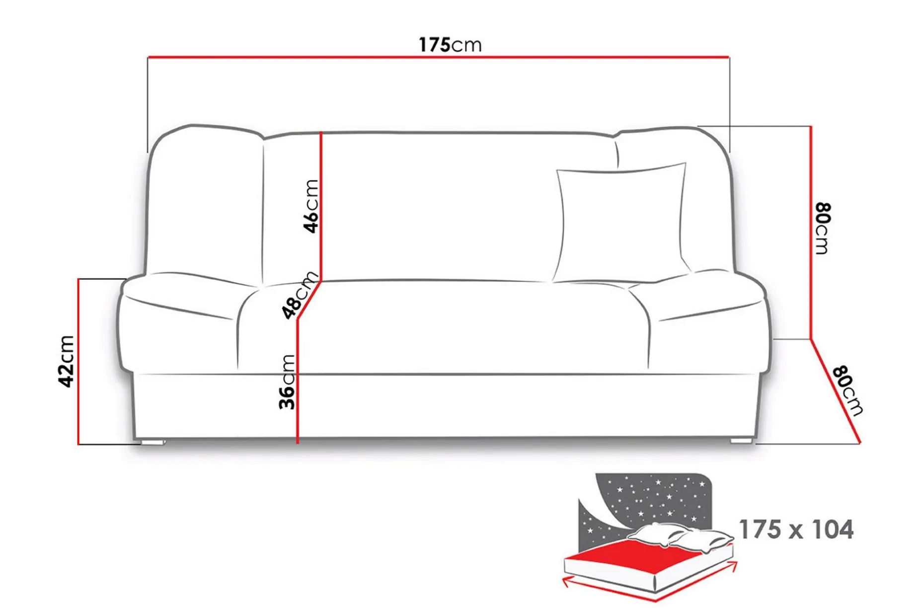 Gabi Sofa 175x80x80 cm