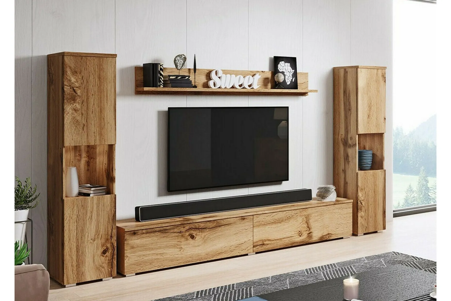 Galbally Möbelset För Vardagsrum Brown