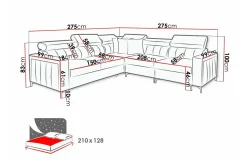 Galbally 4-sits Hörnbäddsoffa Ljusgrå