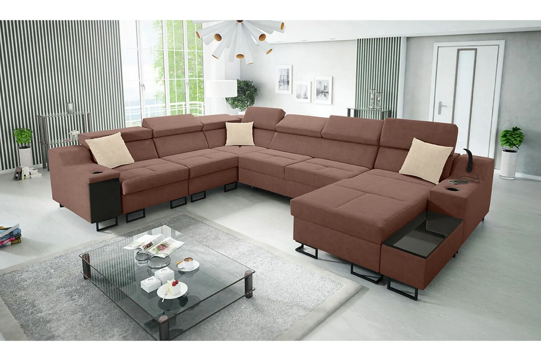 Galbally 5-sits Hörnsoffa Brown