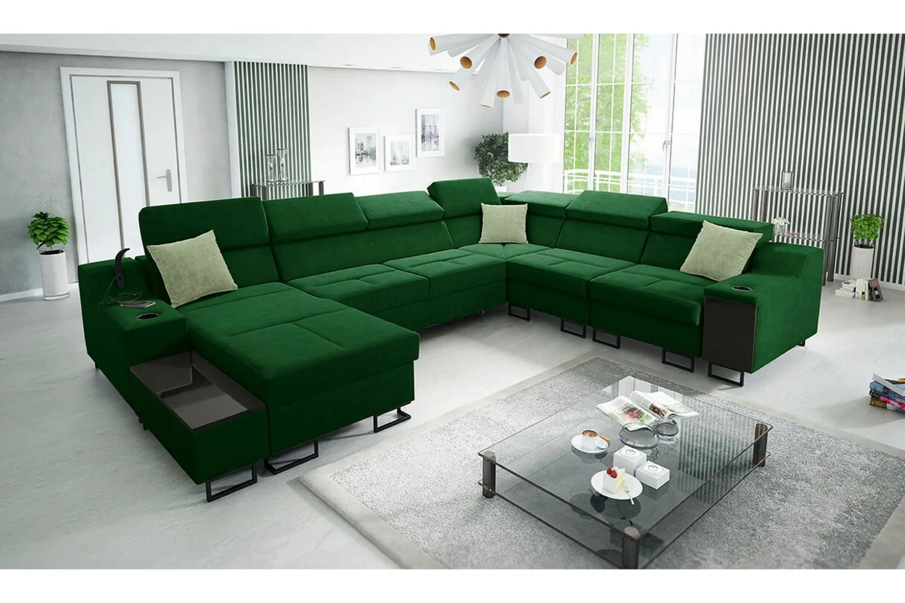 Galbally 5-sits Hörnsoffa Dark green