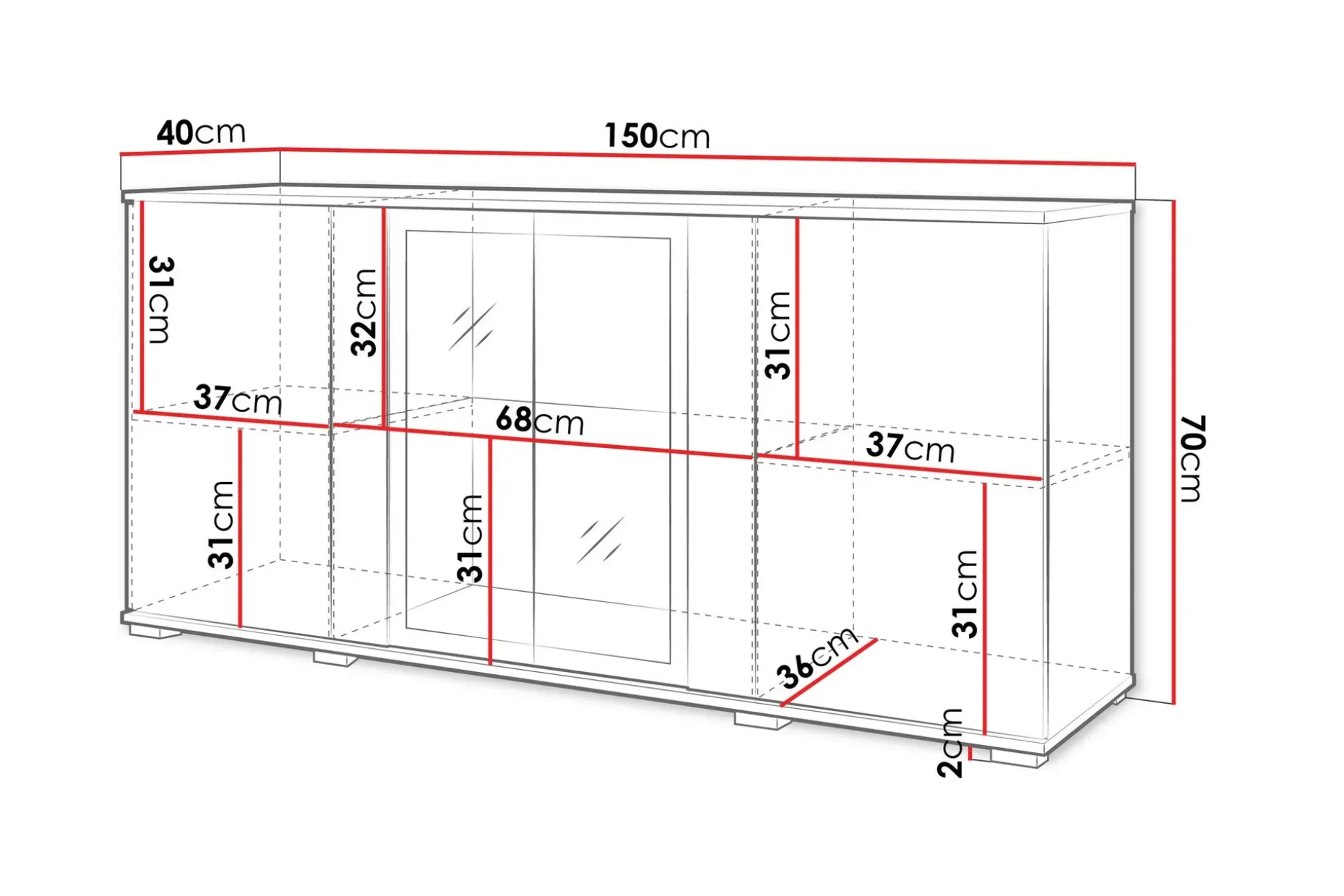 Gammel Skjenk 150x40 cm