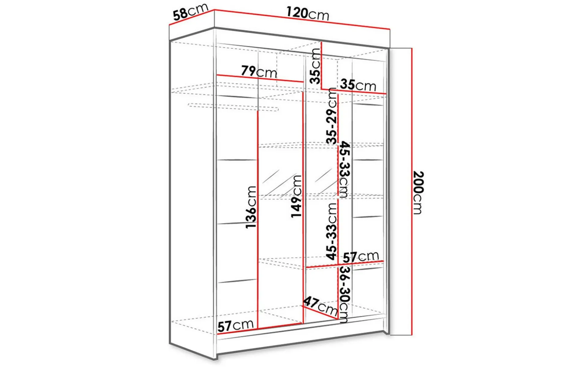 Garderobe Lino LED-belysning