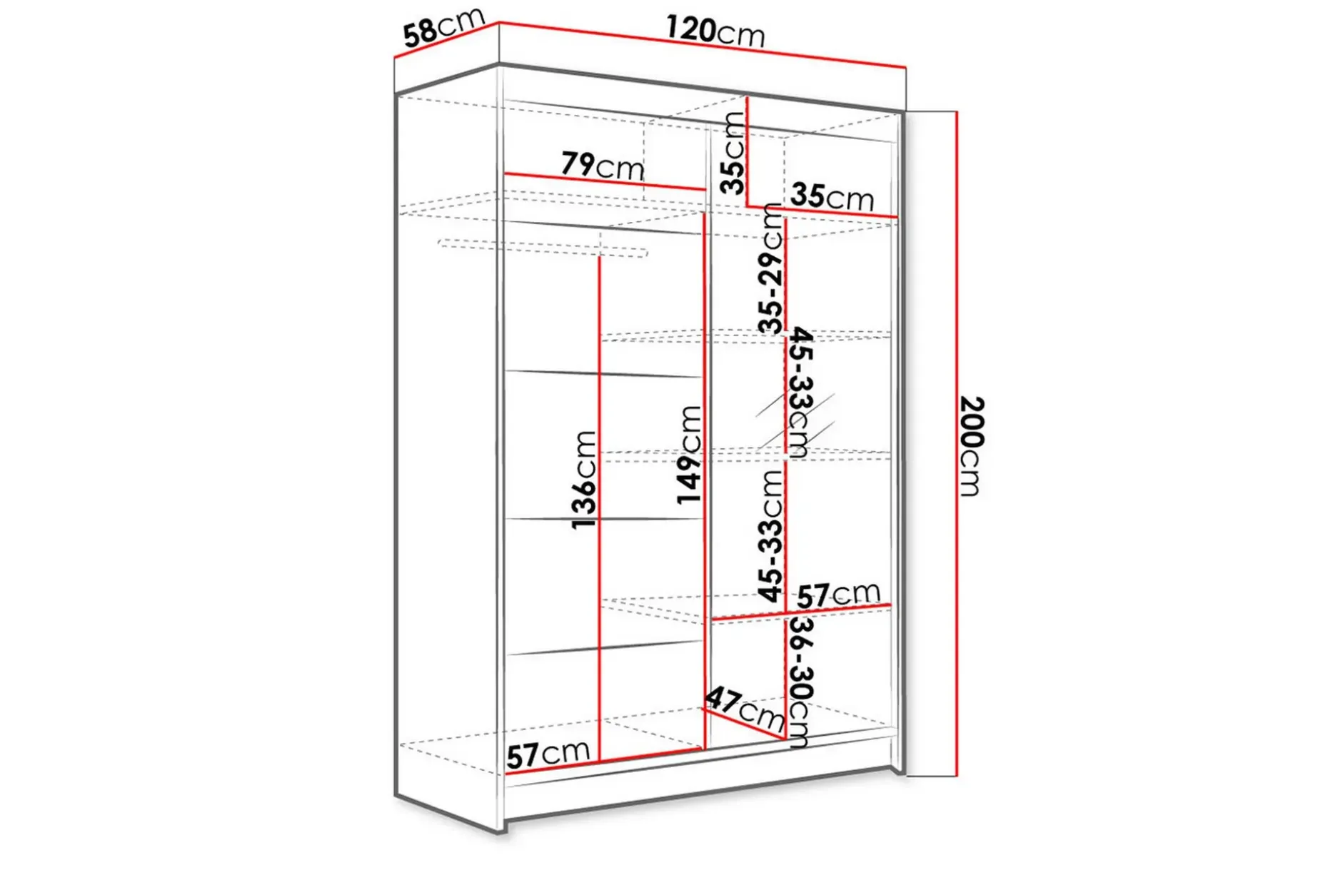 Garderobe Lino LED-belysning