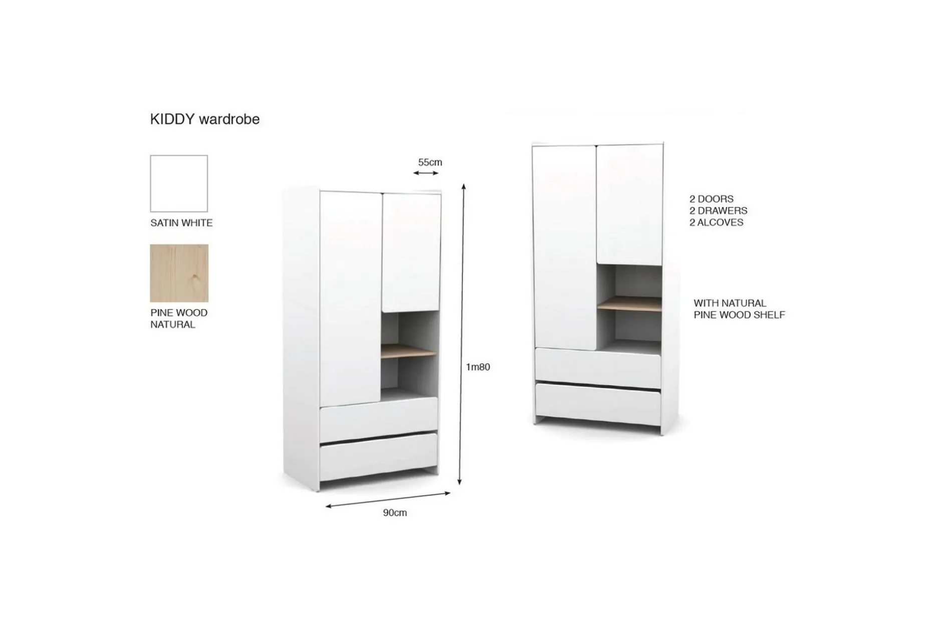 Garderobe med seng nattbord skrivebord Kiddy