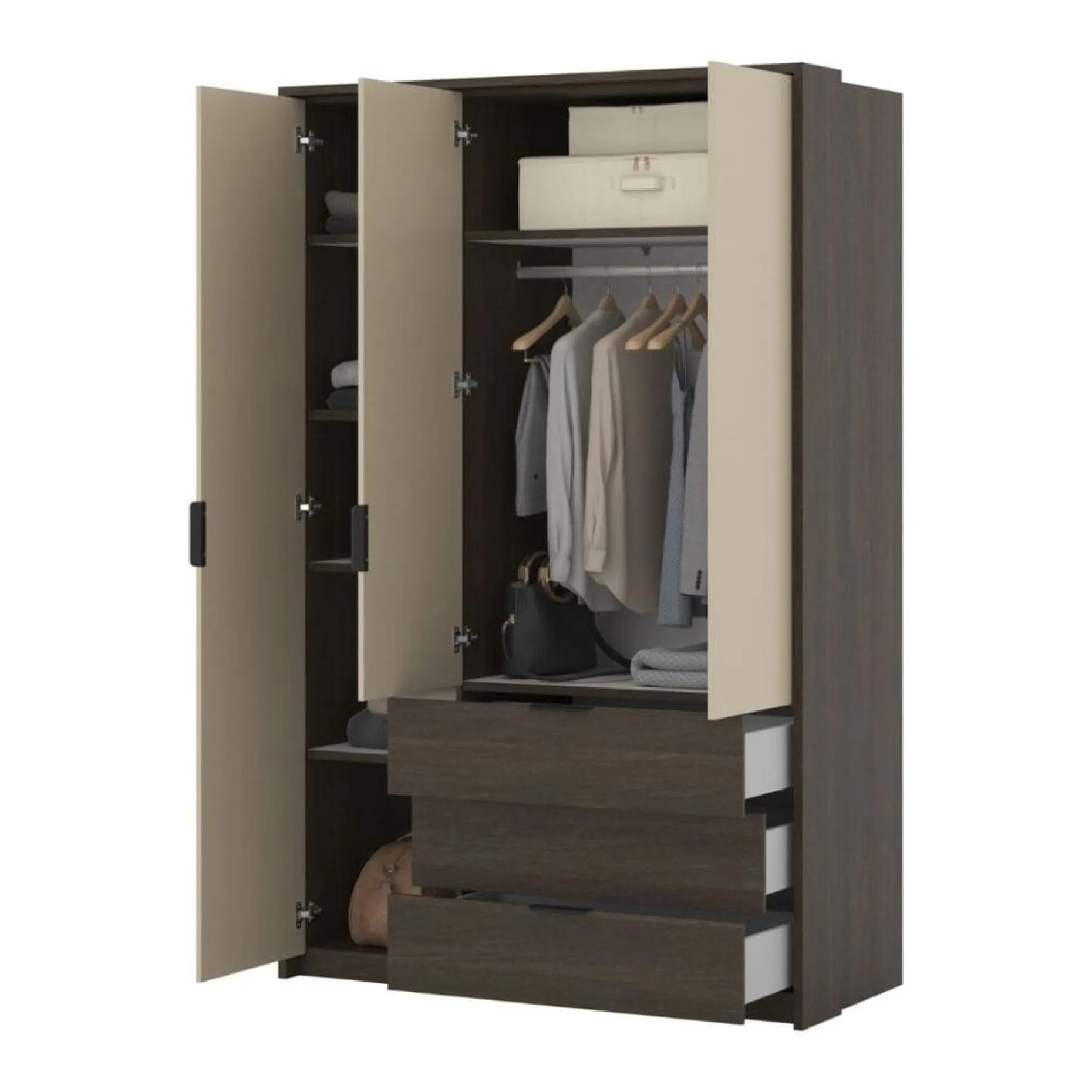 Garderobe Mola 3 dører med 3 skuffer