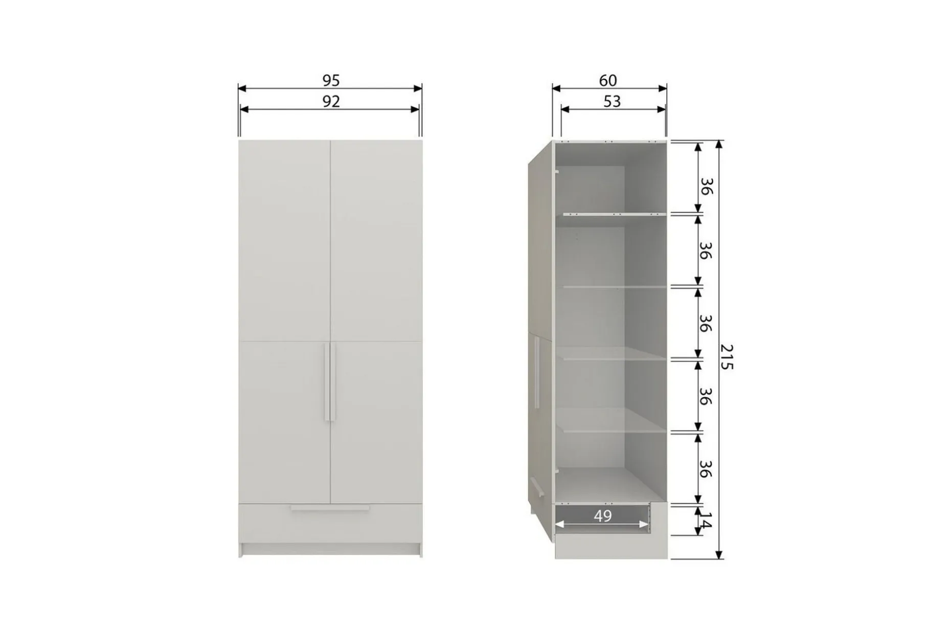 Garderobe Ren 2 dører