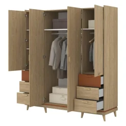 Garderobe Skandi 4 dører med 6 skuffer