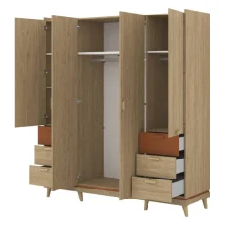 Garderobe Skandi 4 dører med 6 skuffer