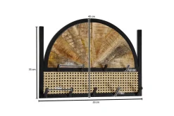 Garderobe Wohnling Vegghengt knaggrekke laget av massivt mangotre, to-rads metallkrokrekke, pulverlakkert