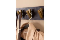 Garderobe Wohnling Vegghengt klesstativ 6 gylne metallkroker elegant i svart gull