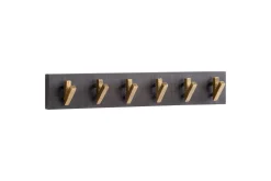 Garderobe Wohnling Vegghengt klesstativ 6 gylne metallkroker elegant i svart gull